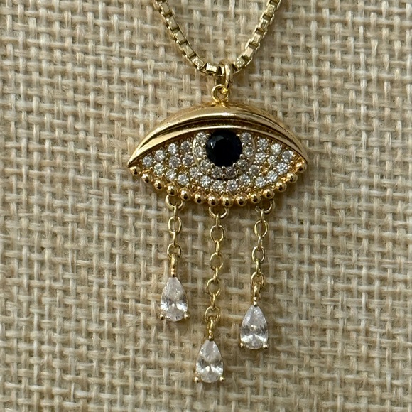 Gold Evil Eye Pendant Necklace - Picture 3 of 4